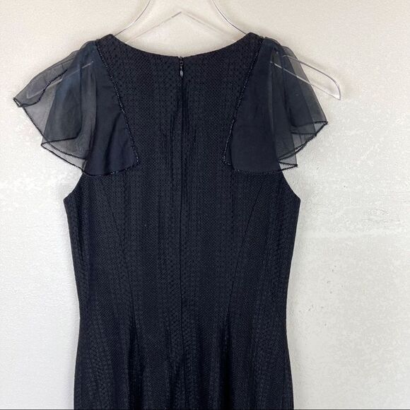 Carolina Herrera Black Tweed Gem Rhinestone Cocktail Dress Size 6 - Picture 8 of 10